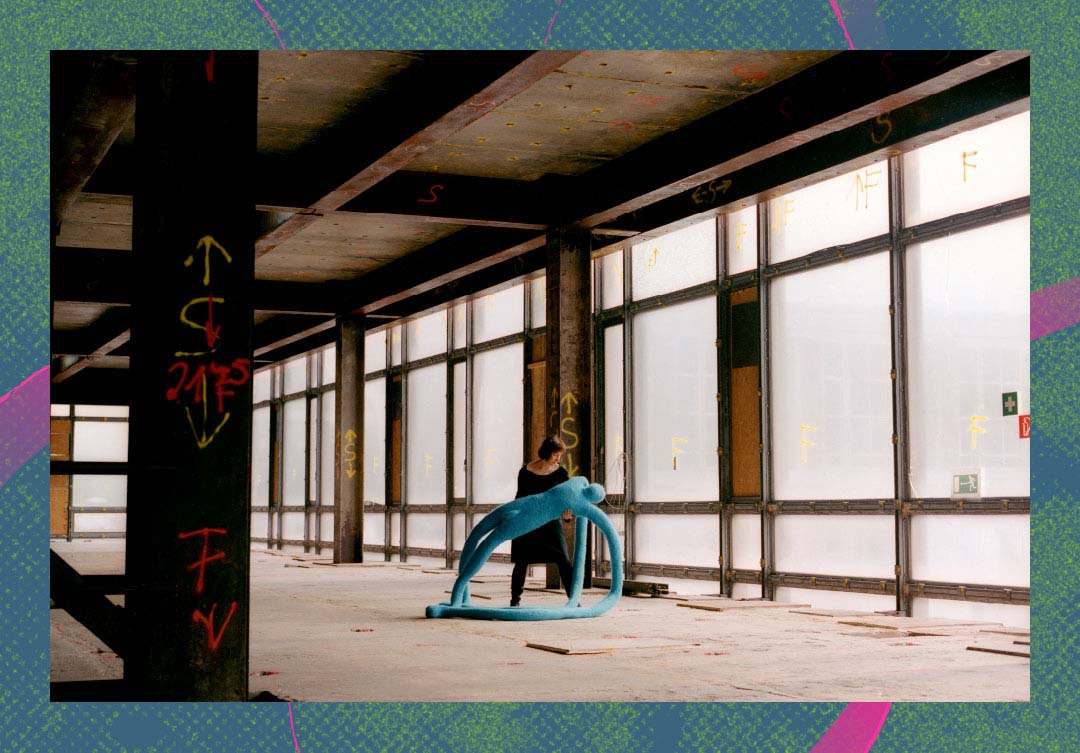 Holly Zausner with a sculpture at Berlin’s Palast de Republik.